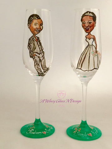 Personalized Custom Hand Painted Bridesmaids Dress Wine Glasses