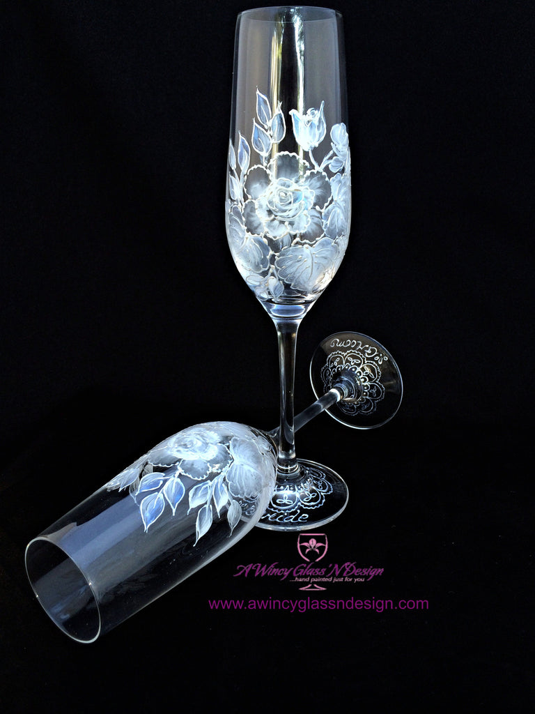 Swig Diamond White Champagne Flute - Monogram at Initial Styles